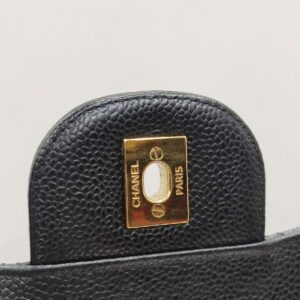 chanel double flap jumbo caviar leather black ghw series 18