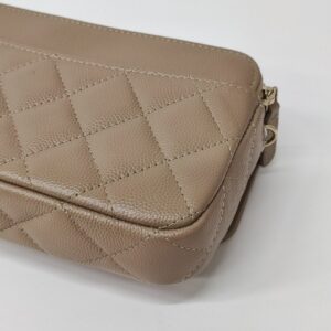 chanel woc dark beige caviar ghw microchipped