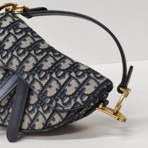 kept unused christian dior mini saddle oblique blue ghw