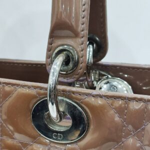 lady dior large patent brown shw