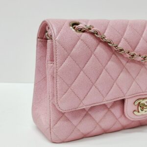 chanel double flap medium iridescent pink caviar ghw series 27