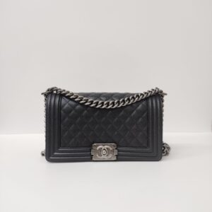 chanel leboy old medium black caviar rhw series 30