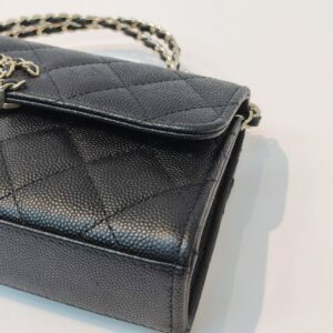chanel kelly woc top handle microchipped black caviar ghw