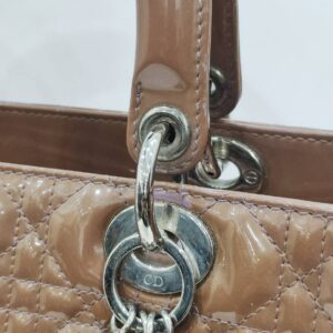 lady dior large patent brown shw