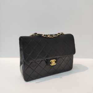 chanel vintage square flap black lambskin 24k ghw