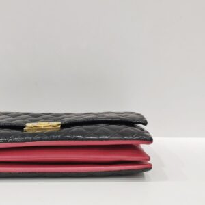 chanel black patent flap vintage bag ghw series 21