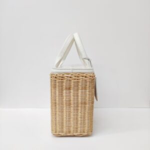 prada medium wicker and linen blend tote bag