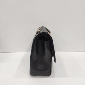 chanel double flap jumbo caviar leather black ghw series 18