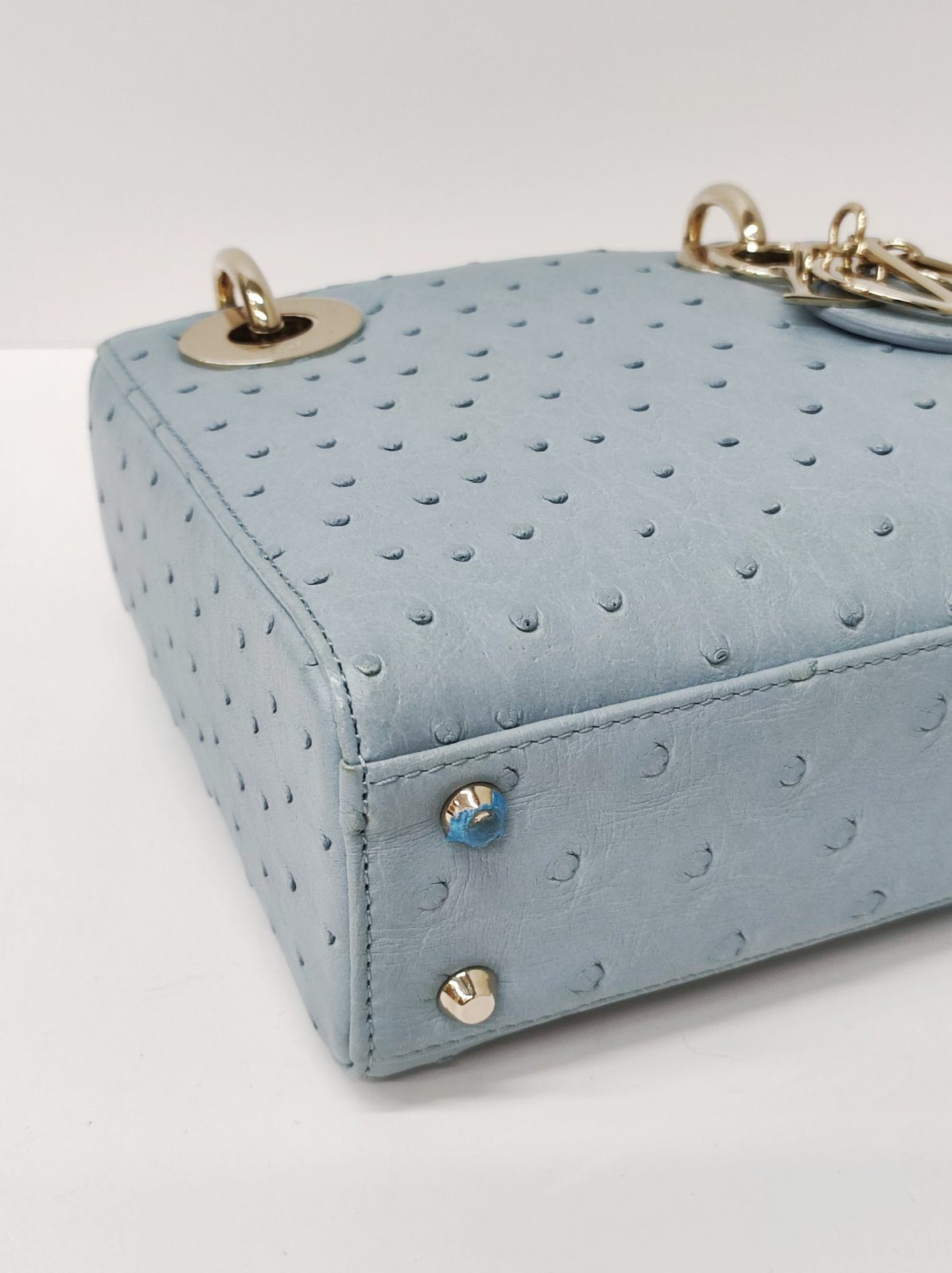 dior mini lady dior ostrich blue lghw dior mini lady dior ostrich blue lghw