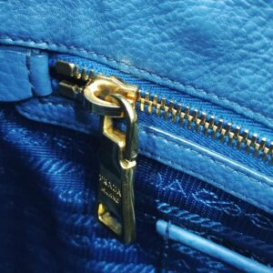 prada vitello diano leather blue tote bag
