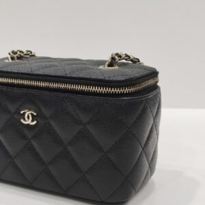 chanel black vanity long box caviar leather ghw series 31