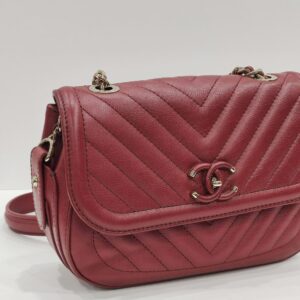 chanel red chevron quilted shoulder bag ghw series 26