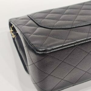 chanel double flap jumbo caviar leather black ghw series 18
