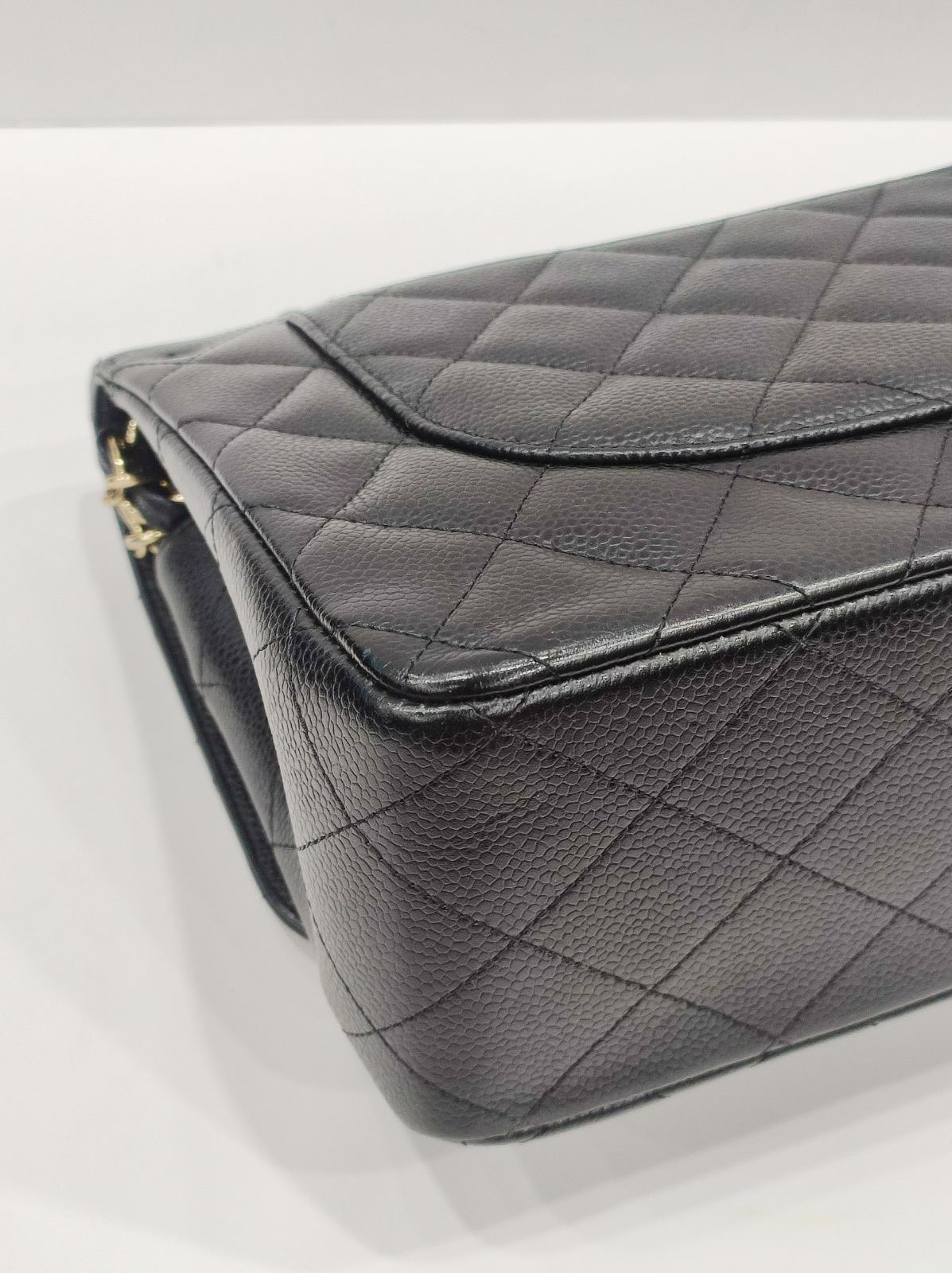 chanel double flap jumbo caviar leather black ghw series 18 chanel double flap jumbo caviar leather black ghw series 18