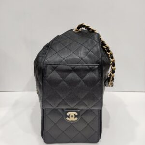 chanel c25 medium black caviar leather ghw