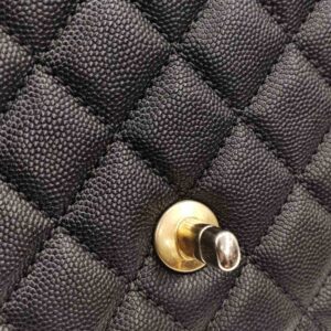 chanel coco handle medium black caviar leather ghw series 25