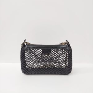 chanel mesh clutch with chain microchipped lambskin black ghw