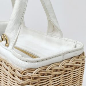 prada medium wicker and linen blend tote bag