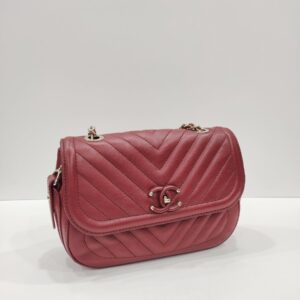 chanel red chevron quilted shoulder bag ghw series 26