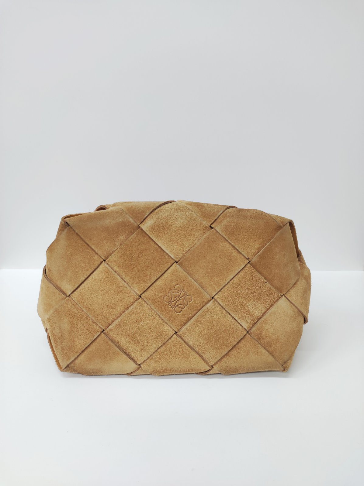 loewe suede woven basket bag tan ghw loewe suede woven basket bag tan ghw