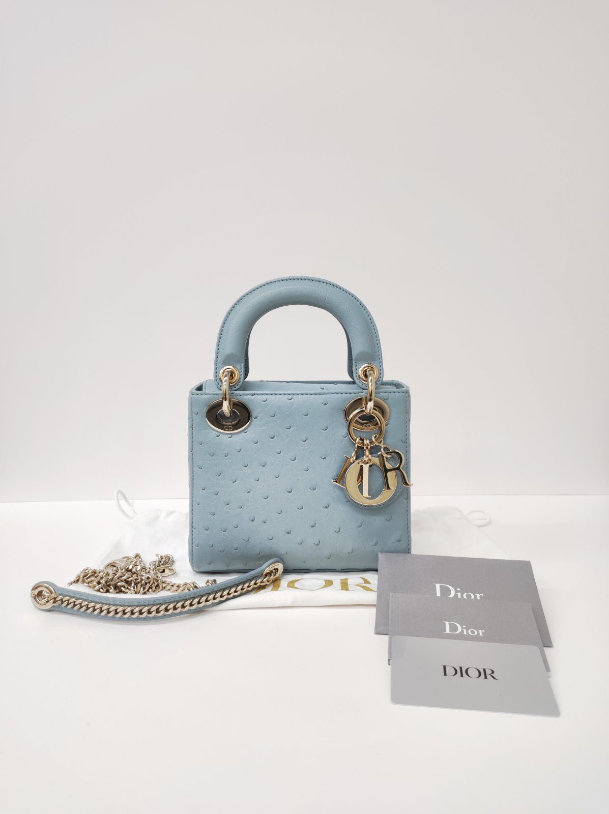 dior mini lady dior ostrich blue lghw dior mini lady dior ostrich blue lghw