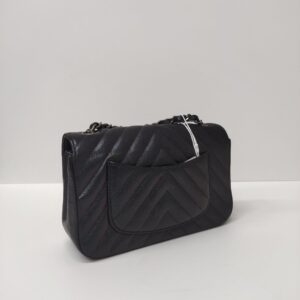 chanel chevron mini rectangle black caviar rhw series 24