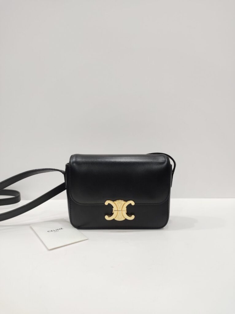 celine teen triomphe shiny calf crossbody bag