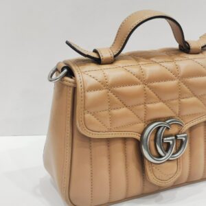 gucci gg marmont top handle bag beige small