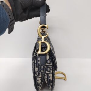 kept unused christian dior mini saddle oblique blue ghw