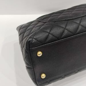 chanel coco handle medium black caviar leather ghw series 25