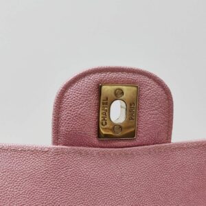 chanel double flap medium iridescent pink caviar ghw series 27