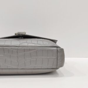 ysl college medium grey embossed croc