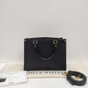 lv onthego pm black monogram empreinte leather tote bag