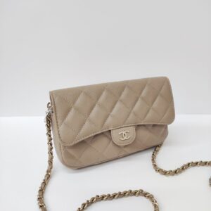 chanel woc dark beige caviar ghw microchipped