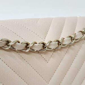 chanel medium double flap chevron caviar beige lghw series 31