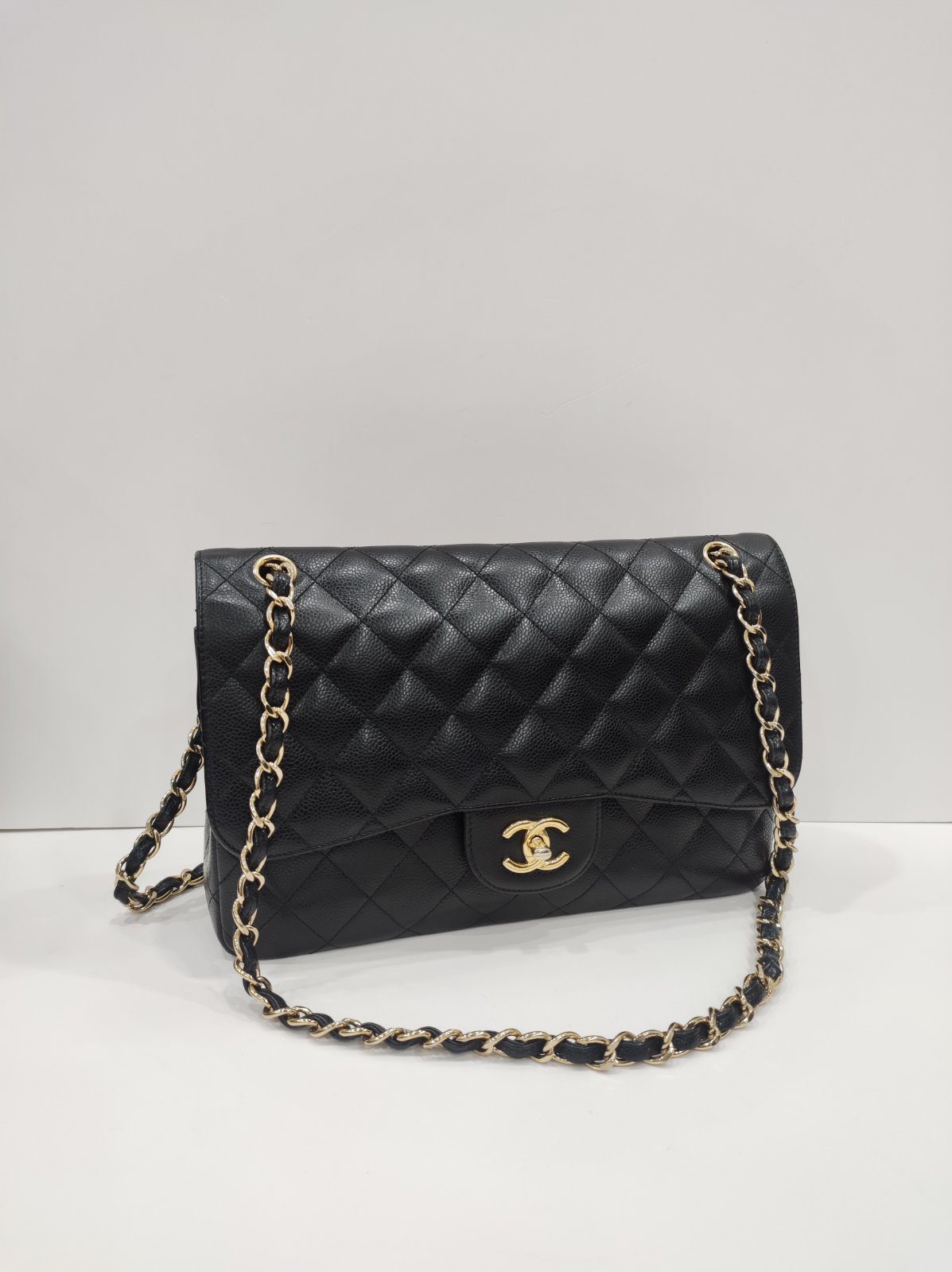 chanel double flap jumbo caviar leather black ghw series 18 chanel double flap jumbo caviar leather black ghw series 18
