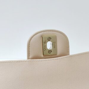 chanel medium double flap chevron caviar beige lghw series 31