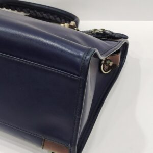 balenciaga city motorcyle dark blue/black glossy leather