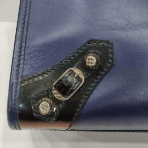 balenciaga city motorcyle dark blue/black glossy leather