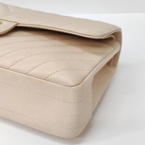 chanel medium double flap chevron caviar beige lghw series 31