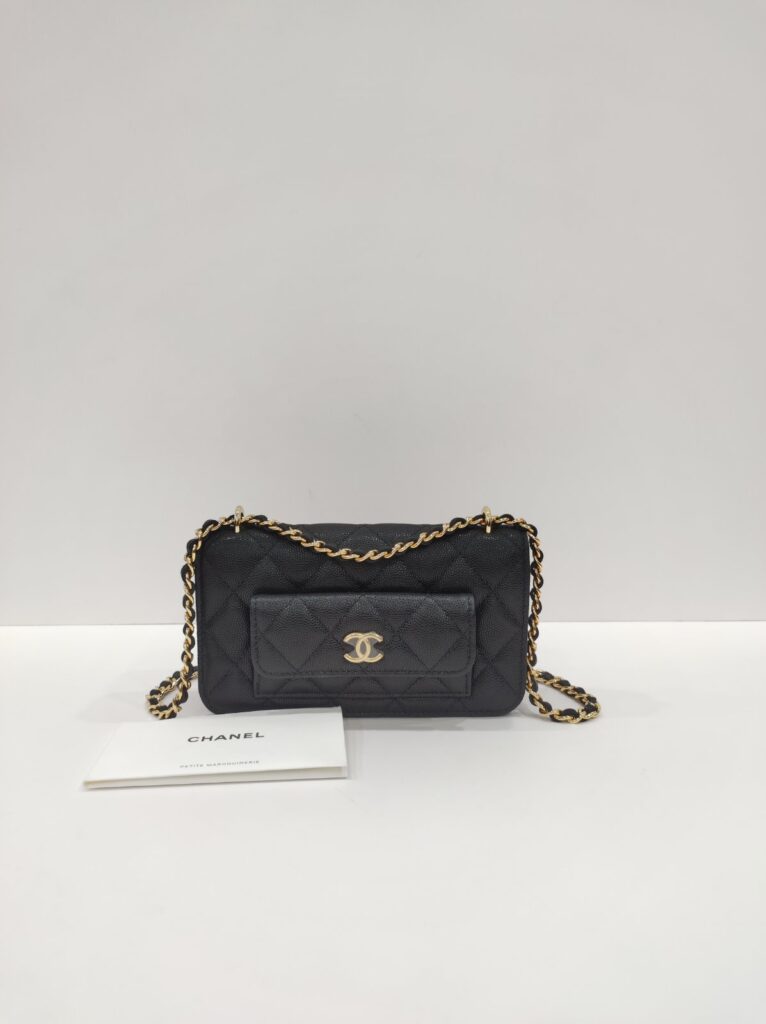 chanel pocket twins woc black caviar leather ghw
