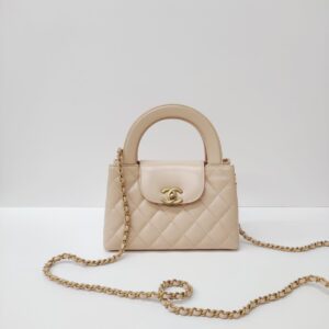 chanel nano kelly beige ghw calfskin microchipped
