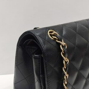 chanel double flap jumbo caviar leather black ghw series 18