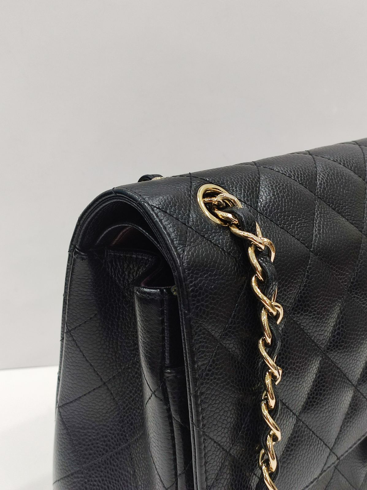 chanel double flap jumbo caviar leather black ghw series 18 chanel double flap jumbo caviar leather black ghw series 18