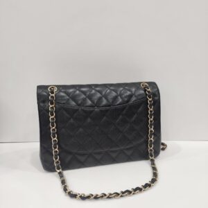 chanel double flap jumbo caviar leather black ghw series 18