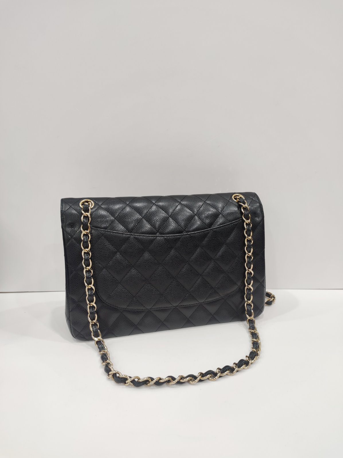 chanel double flap jumbo caviar leather black ghw series 18 chanel double flap jumbo caviar leather black ghw series 18