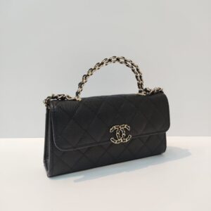chanel kelly woc top handle microchipped black caviar ghw