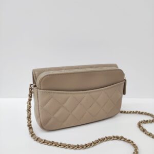 chanel woc dark beige caviar ghw microchipped