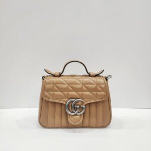 gucci gg marmont top handle bag beige small