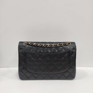 chanel double flap jumbo caviar leather black ghw series 18